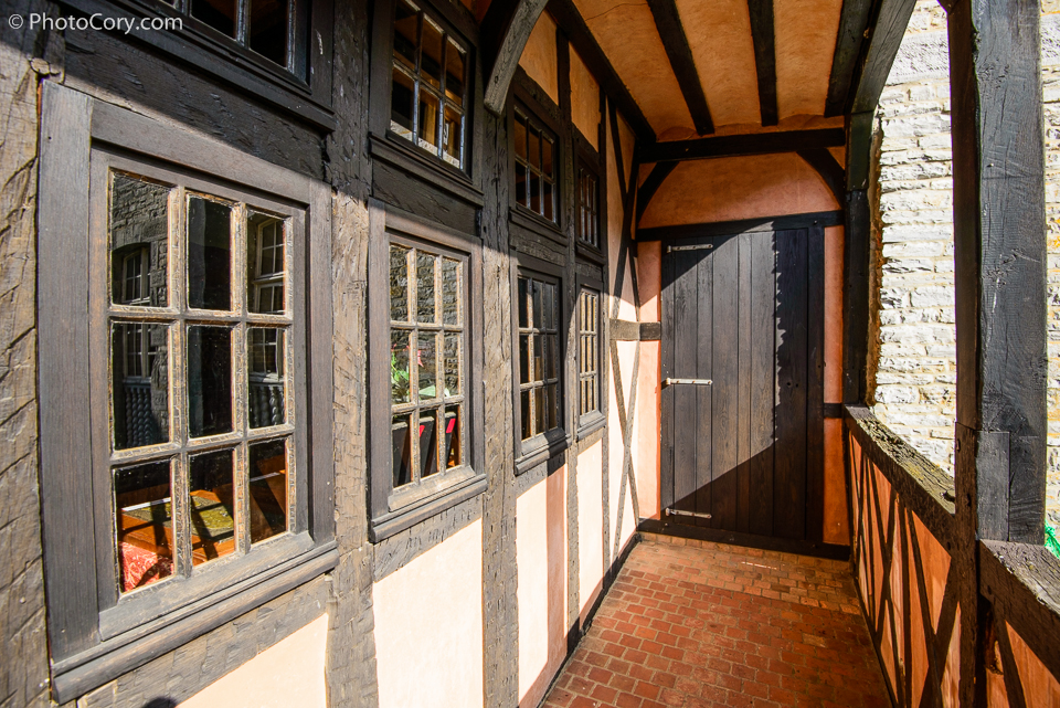 castle veves timbered walls balcony