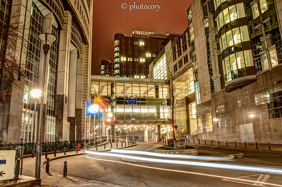 European Parliament at night