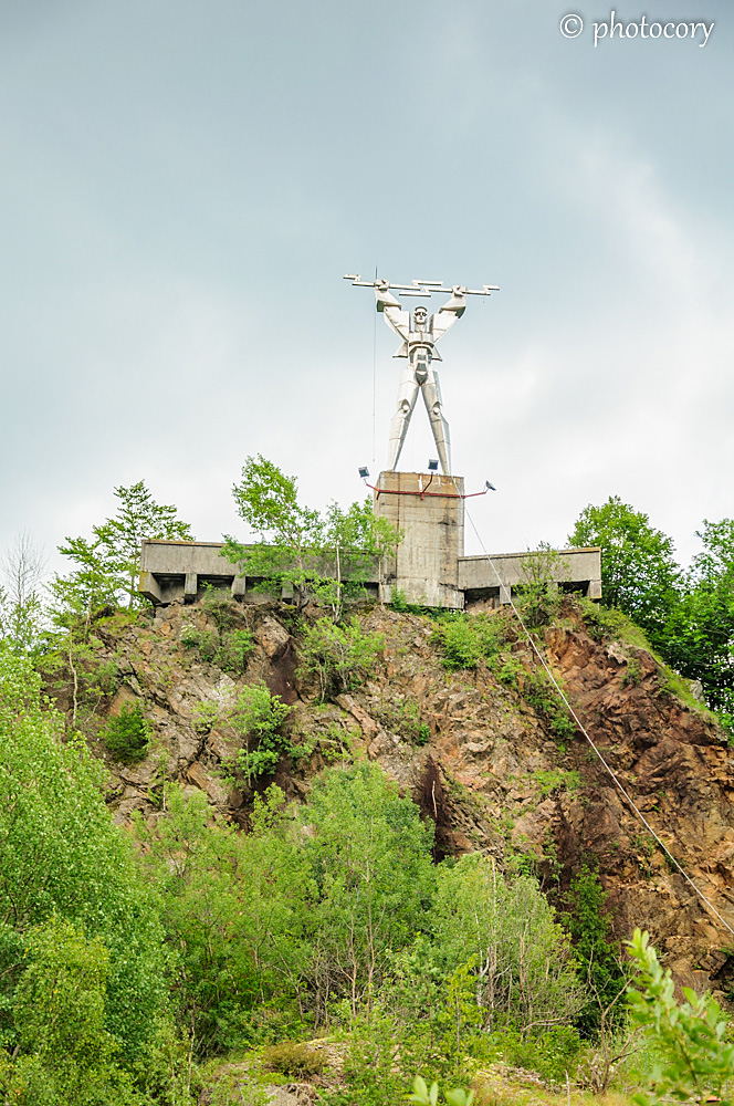The statue of Prometheus with lightning in his hand, a symbol of electricity.