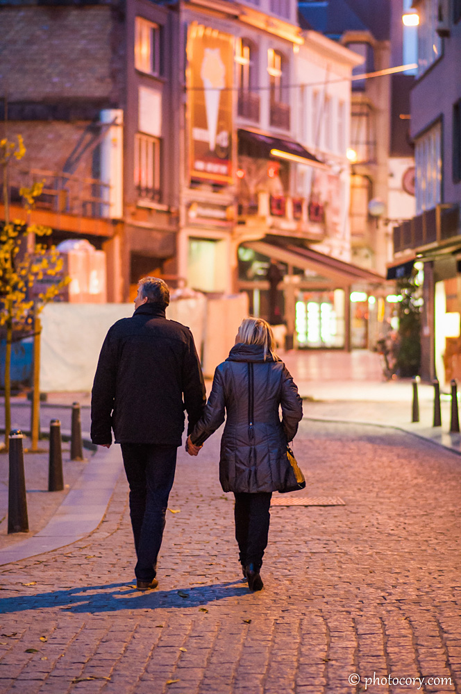 Evening walk in the center of Hasselt, Belgium