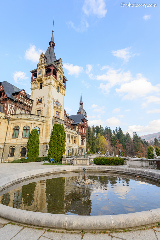 Fountain in the garden of Peles Castle