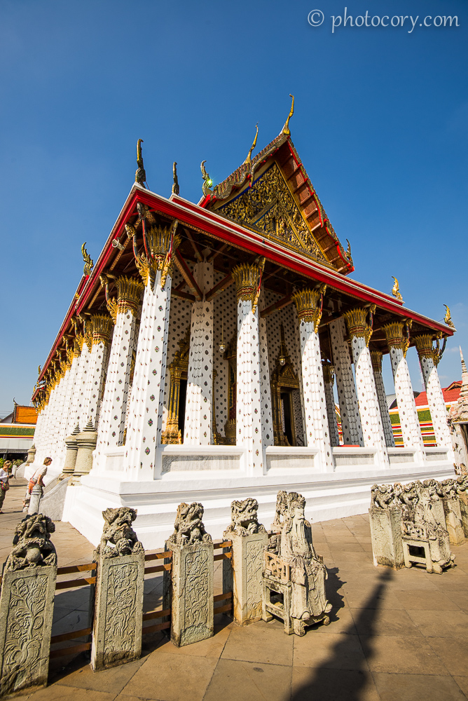 Beautiful columns at Wat Arun Temple in Bangkok