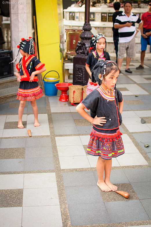 children with makeup dancing, thailand, chiang mai