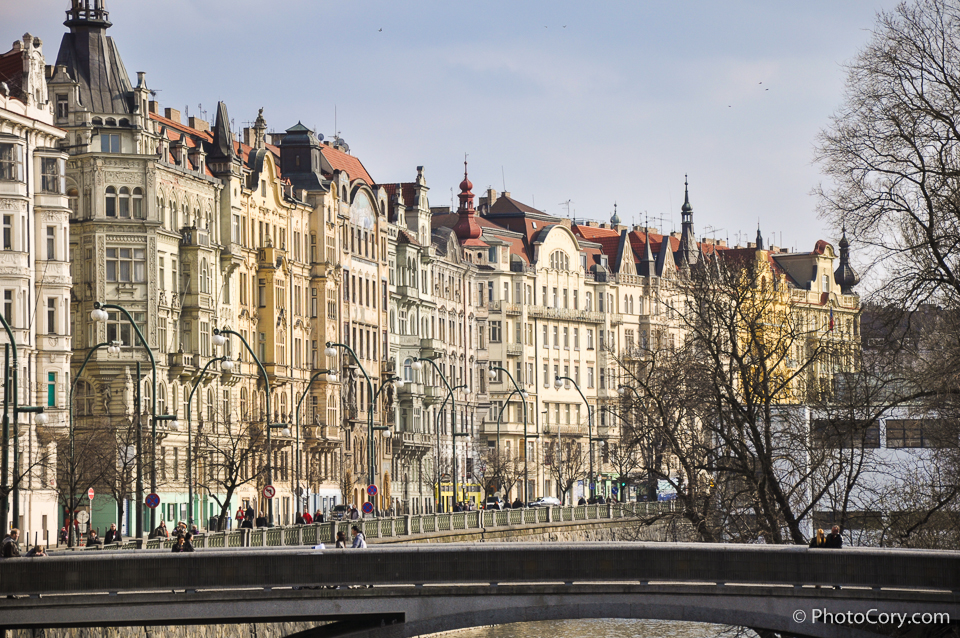 prague houses along river vltava