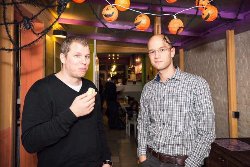 a halloween party in belgium cafe