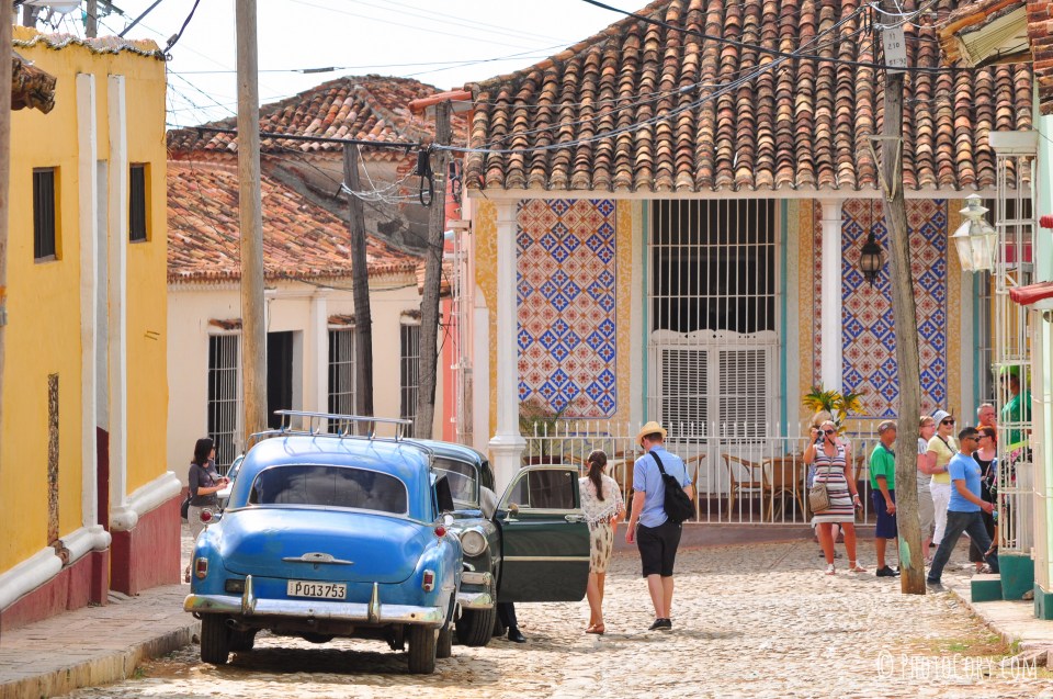old car and street in cuba trinidad