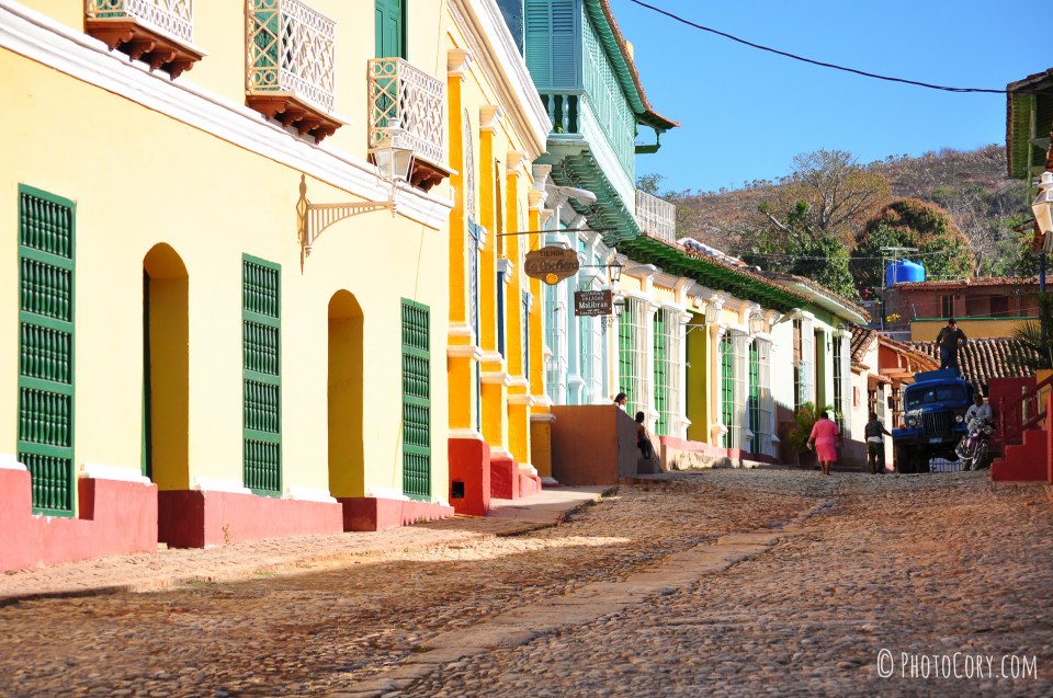 trinidad street with colored houses in cuba