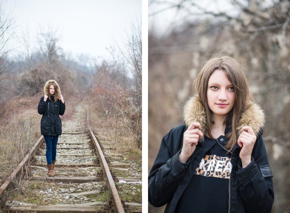 portrait on train rail