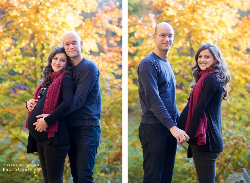 fall pregnancy couple photo