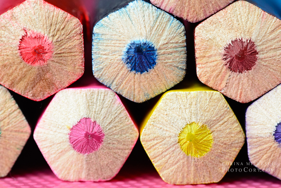 colored pencils macro